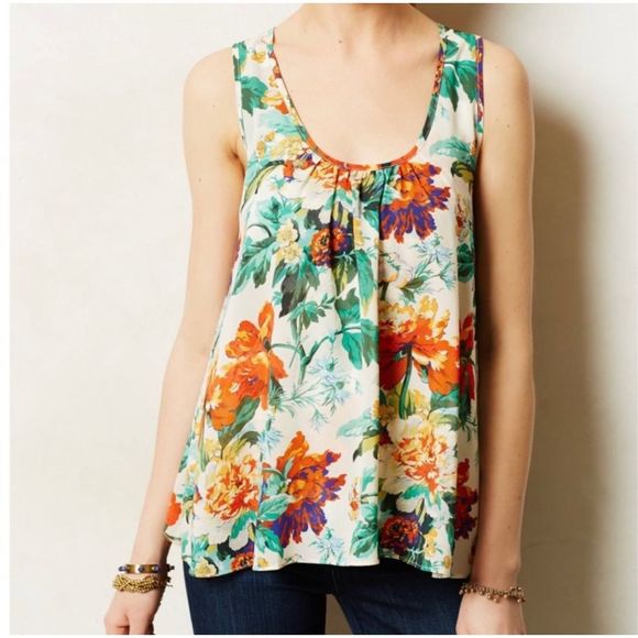 Meadow Rue Tops - Anthropologie Meadow Rue Floral sleeveless top large